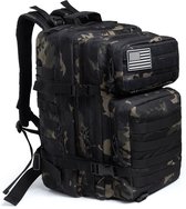 RAMBUX® - Tactical Backpack - Militaire Rugzak - Camouflage Zwart - Leger Wandelrugzak - Rugzak - 45 Liter