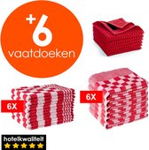 Bol.com Zavelo 6x Theedoeken en 6x Keukendoeken Set + 6x VAATDOEKJES - Horeca Kwaliteit - 60 Graden Wasbaar - Rood aanbieding