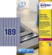 Avery ultra-sterke zilverkleurige etiketten formaat 245 x 10 mm (b x h) 3.780 stuks 189 per blad