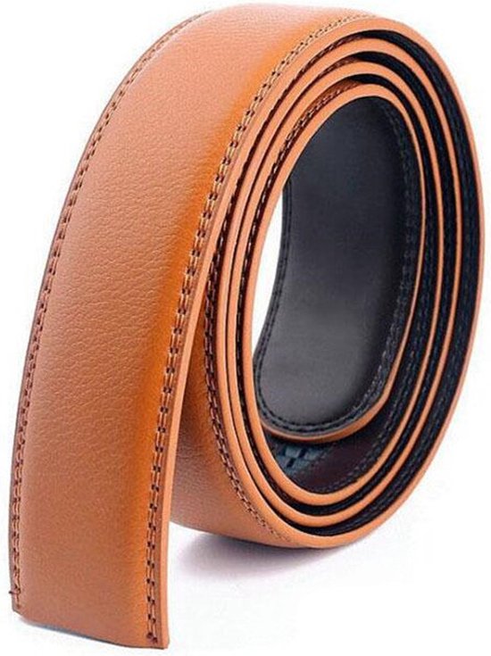Ceinture en cuir camel sans trous avec boucle automatique pour homme ( modèle N031 )