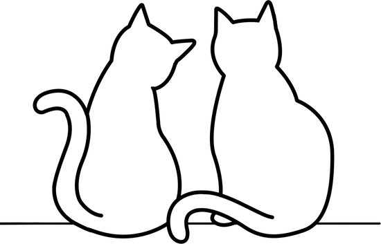 Twee katten, line art - Deux chats --- Muurdecoratie Woonkamer Geometrische  decoratie... | bol.com