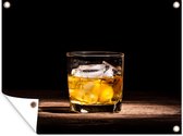 Tuinschilderij Whiskey - Alcohol - Glas - 80x60 cm - Tuinposter - Tuindoek - Buitenposter