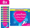 Carefree Cotton Feel Flexicomfort Fresh protège-slips respirants, parfum frais, niveau d’absorption deux, taille normale, boîte de 76 pièces - Lot de 8