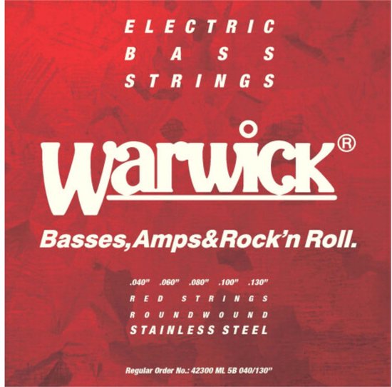 Cordes Basse Warwick 5 Cordes - 40-130 Noir Acier Inoxydable - Jeu Complet Pour Guitare Basse