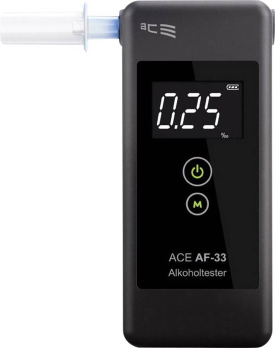 ACE AF-33 Alcoholtester Donkergrijs 0.00 tot 5.00 ‰ Incl. display