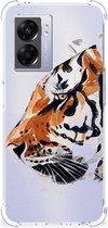 Anti Shock Bumper Case OPPO A77 5G | A57 5G Smartphone hoesje met doorzichtige rand Tiger