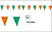 2x Vlaggenlijn oranje/groen 10 meter - vlaglijn festival feest party verjaardag thema feest kleur