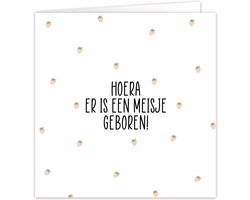 Kaart meisje - Wenskaart dubbel ' Hoera een meisje' inclusief envelop - Kaart geboorte meisje - Geboortekaart baby