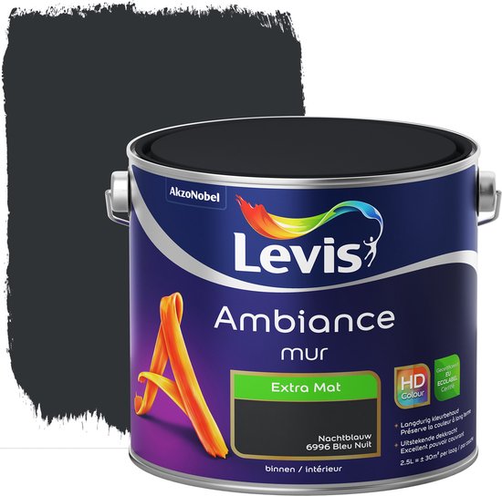 Peinture Easyclean Mur noire mate 2,5 L LEVIS