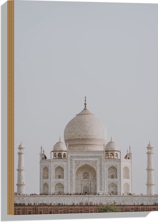 WallClassics - Bois - Mosquée Taj Mahal - Inde - 40x60 cm - 9 mm d'épaisseur - Photo sur Bois (avec système de suspension)