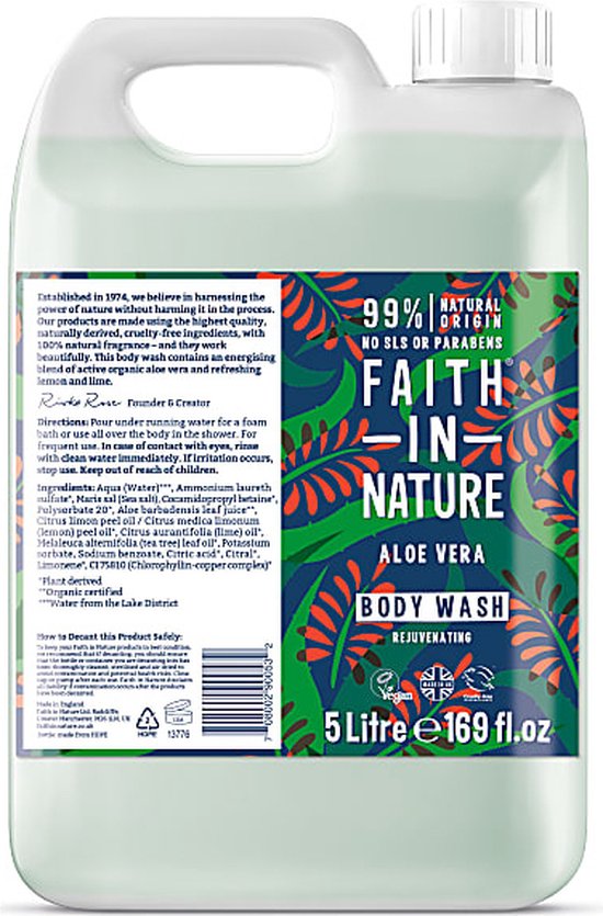 Faith in Nature Body Wash Aloe Vera Refill 5 Liter