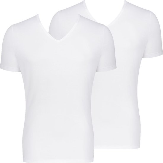 Sloggi T-shirt met V-hals - slim fit 2 pack - GO - onderhemd - Organic Cotton