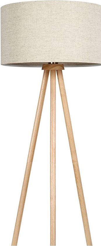 Tomons Tomons Staande Lamp, Vloerlamp Driepoot Van Hout Voor De Woonkamer Slaapkamer Scandinavische Stijl Energieklasse A 11585
