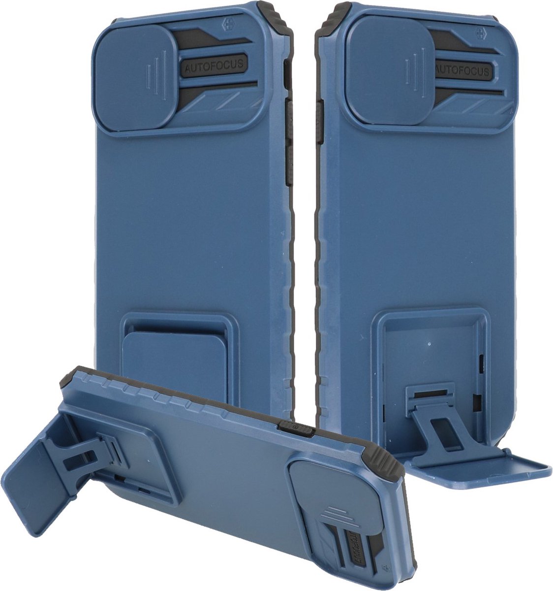 Premium Kwaliteit Anti Shock Hoesje - Back Cover - Camerawindow met Stand Functie - Geschikt voor Samsung Galaxy S22 - Blauw