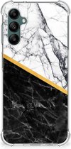 Back Cover Geschikt voor Samsung Galaxy A14 5G Smartphone hoesje met doorzichtige rand Marble White Black