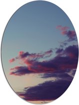 WallClassics - Dibond Ovaal - Wolken met Paars en Roze - 60x80 cm Foto op Ovaal (Met Ophangsysteem)