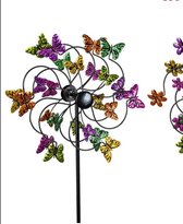 Tuinsteker windmolen vlinder - metaal 35x124 cm - multi collor - tuindecoratie