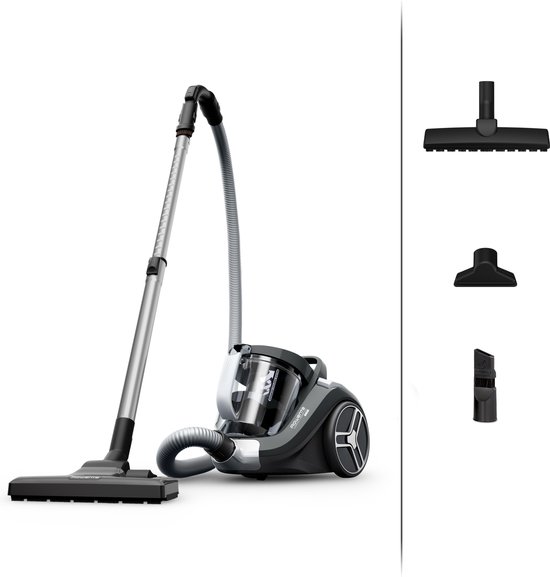 Rowenta Compact Power XXL RO4B36 - Stofzuiger - Zonder Zak - Compact - Krachtige, Energiezuinige Motor - Inclusief Parketborstel - Zwart/Grijs