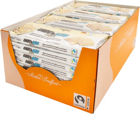 Choc n Rice witte chocolade met gepofte-rijst 150g - Doos 32 stuks | bol