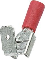Vlakke kabelschoen (v + m) - 6,3mm / rood - half geïsoleerd (100 stuks)
