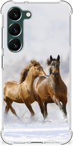 GSM Hoesje Geschikt voor Samsung Galaxy S23 Plus Bumper Hoesje met transparante rand Paarden
