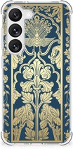 Hoesje Bumper Geschikt voor Samsung Galaxy S23 Telefoon Hoesje met doorzichtige rand Beige Flowers