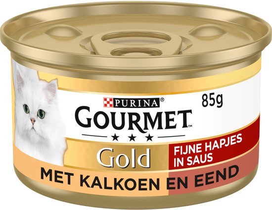 Gourmet Gold Fijne Hapjes - kattenvoer natvoer - Kalkoen & Eend - 24 x 85  gr | bol.com
