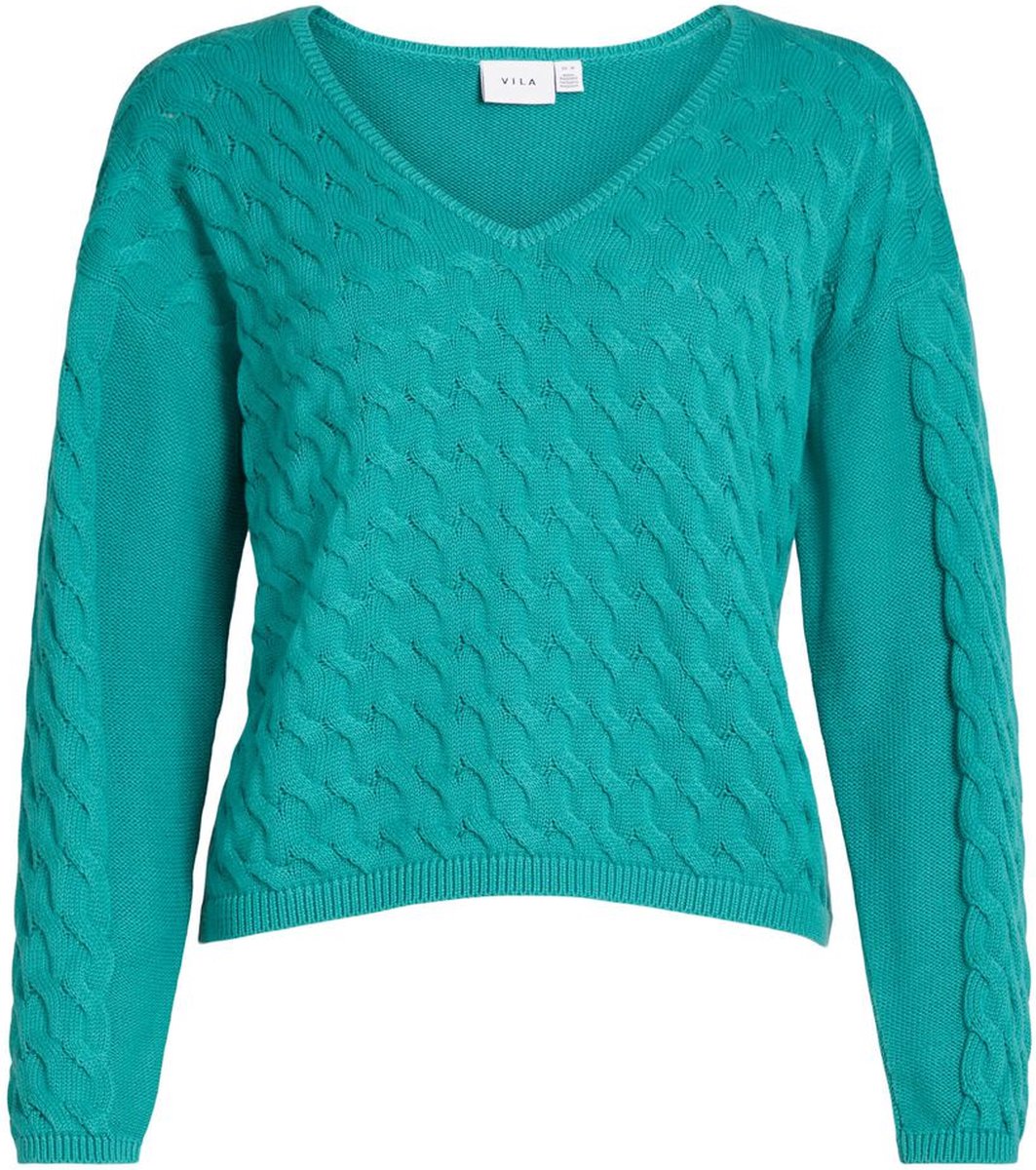 Vila - 14081276 - VICHAO V-NECK L/S CABLE KNIT TOP/SU