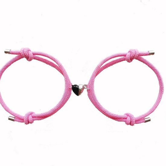 Magnetische Hartjes Armband Set voor Hem en Haar - Roze / Roze - Romantisch Liefdes Cadeau - Mannen Cadeautjes - Cadeau voor Man