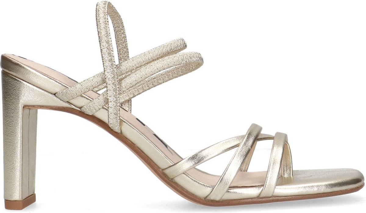 Chie Mihara Leren sandaal met ronde neus en hoge hak Beige Dames