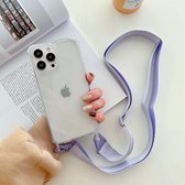 Shop4 - iPhone 14 Plus Hoesje - Zachte Back Case TPU Siliconen met Koord en Karabijnhaken Lila