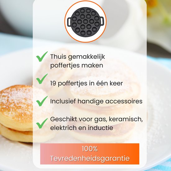 MM Brands Poffertjespan - Poffertjes Maker voor 19 Poffertjes