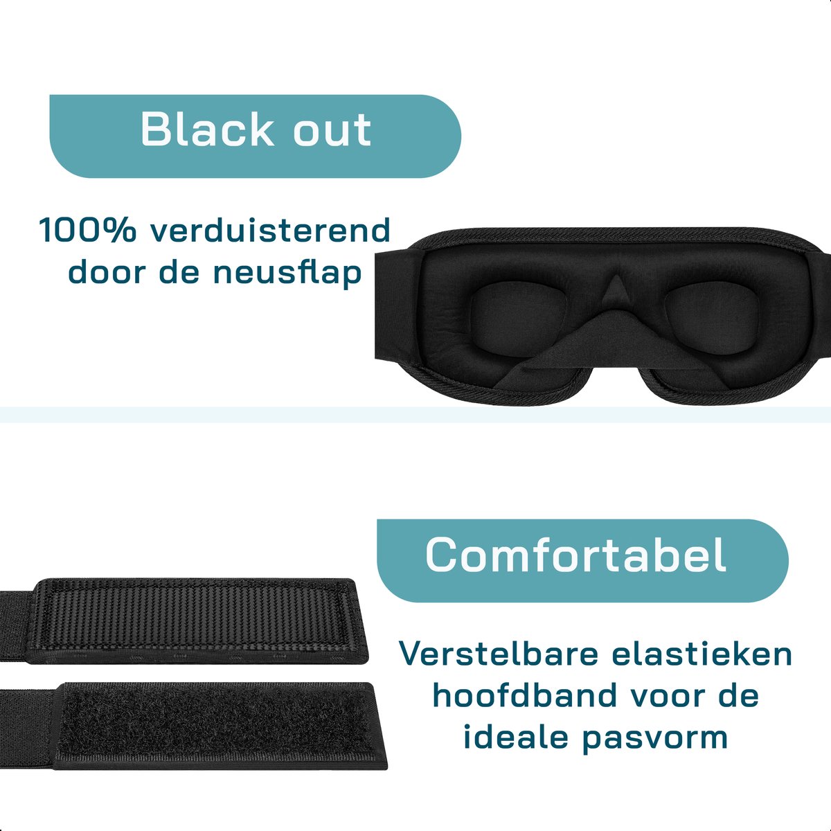 ForDig Ergonomische Slaapmasker - Oogmasker Slaap - 100% Verduisterend - Ademend - Verstelbaar - Wit — afbeelding 2