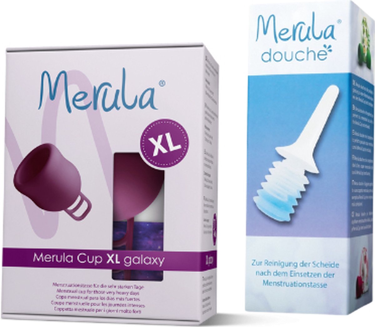 Merula menstruatie cup XL + Merula douche - Galaxy Paars - Merula