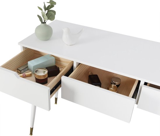 Kaptafel met LED-spiegel 5 lades beige kleur - JENEMI
