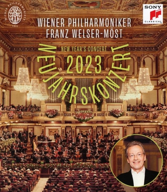 Wiener Philharmoniker, Franz Welser-Möst - Nieuwjaarsconcert 2023 in gouden letters.