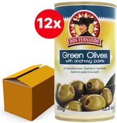 Groene olijven gevuld met ansjovispasta 350g - Doos 12 stuks