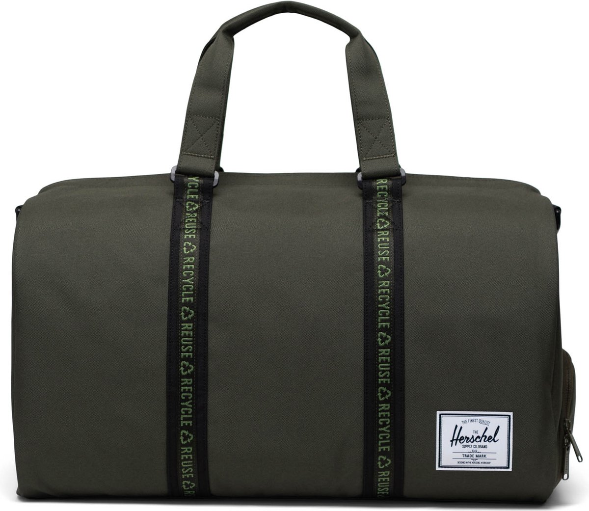 Eco | Novel - Forest Night/Black / Klassieke duffle - weekendtas - sportas - handbagage / 100% van gerecycleerde PET flessen / 42L opbergvolume / verstevigde handvaten / schoenencompartiment / Beperkte Levenslange Garantie / Groen & zwart