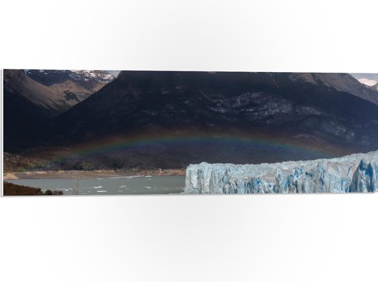 WallClassics - PVC Schuimplaat- Regenboog onder aan Berg bij IJskappen - 90x30 cm Foto op PVC Schuimplaat