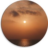 WallClassics - Cercle mural Dibond - Soleil sur la mer avec ciel orange - Photo 50x50 cm sur cercle mural en aluminium (avec système de suspension)