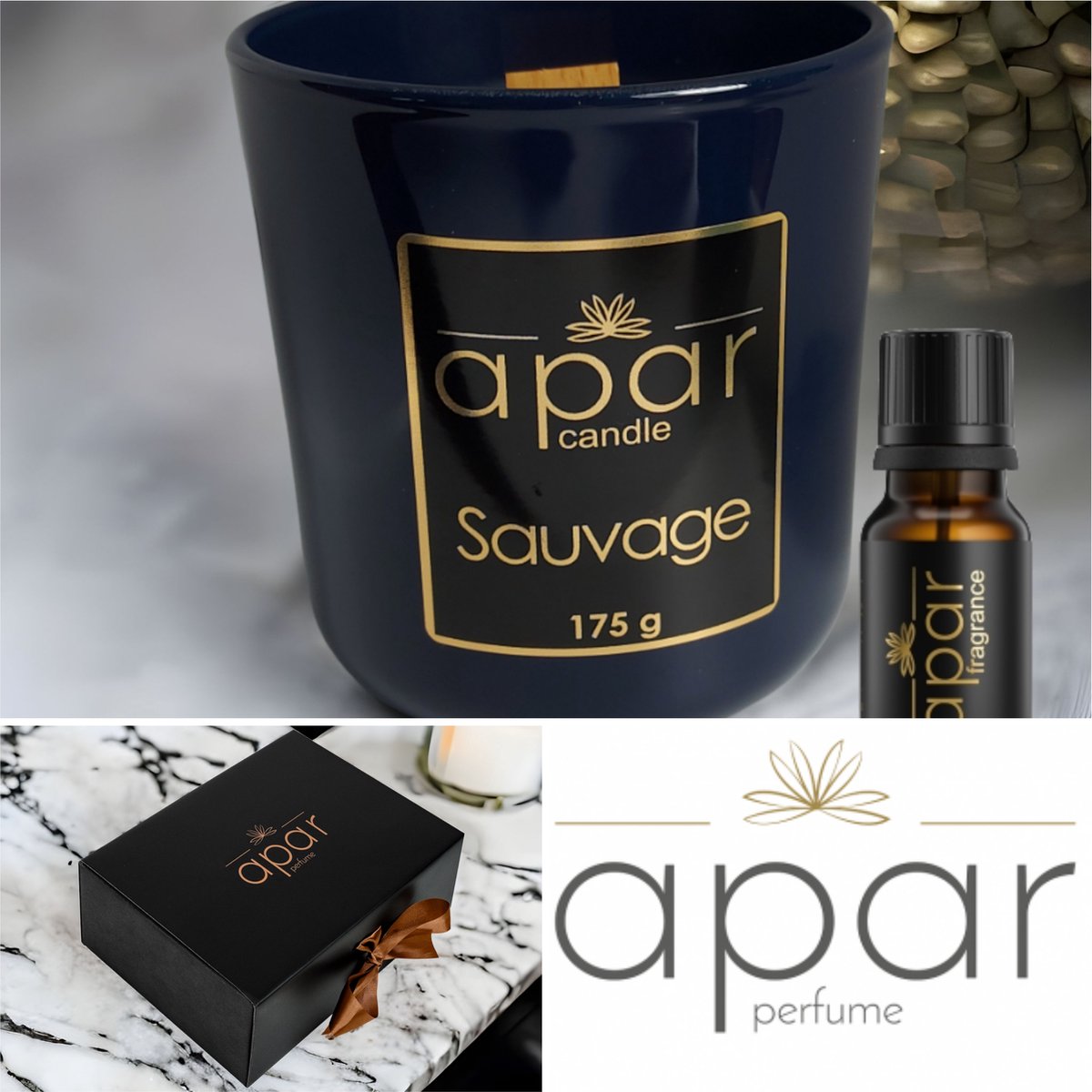 Apar - Sauvage - kaars 36 uur + geur olie 10ml + cadeau doosje...