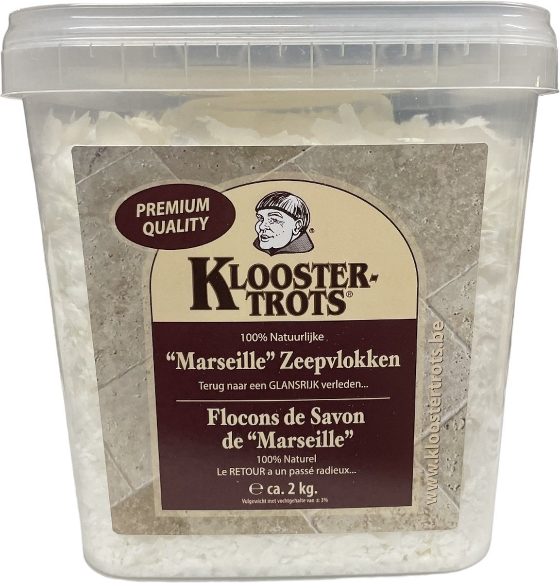 KloosterTrots 100% Natuurlijke "Marseille" Zeepvlokken - Onderhoud vloeren - inhoud : 2 kg - Prijs per stuk