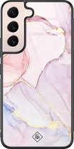 Casimoda® hoesje - Geschikt voor Samsung Galaxy S22 - Marmer roze paars - Luxe Hard Case Zwart - Backcover telefoonhoesje - Paars