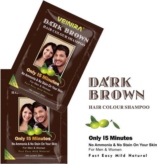 Veinira - Brown / Brown 4.3 - Shampooing coloration cheveux - 10 packs de  25ml | bol