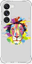 GSM Hoesje Geschikt voor Samsung Galaxy S23 Leuk TPU Back Cover met transparante rand Lion Color