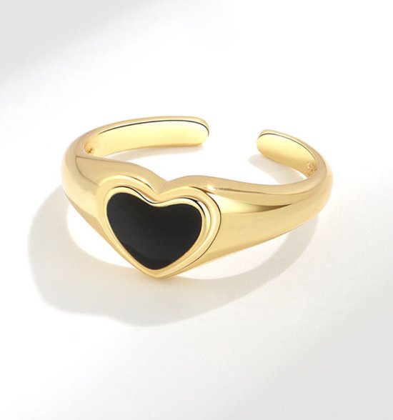 Ring dames | stainless steel dames ring | plated goudkleurig | hartjes ring | zegelring met hart | one size ring| verstelbare ring | cadeau voor vrouw | vriendschapsring | valentijn | valentijnscadeautje