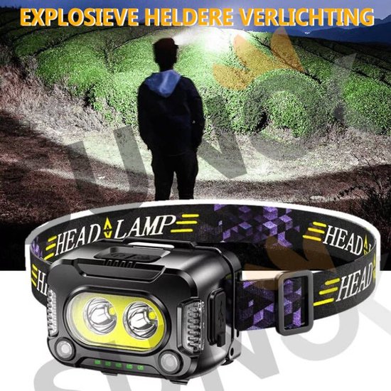 Hoofdlamp Set Van 2 – Oplaadbaar, 5 Modi (wit/rood Licht), IPX4 Waterdicht – Voor Joggen, Kamperen En Klussen