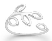 Joy|S - Zilveren blad ring - verstelbaar - (maat: zie omschrijving) - aanschuifring