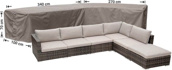 Foto: Raffles covers beschermhoes loungeset hoekbank l vorm 340 x 270 h 70 cm rhs340270right waterdicht solution dyed uv bestendig elastisch trekkoord airvents beschermhoes tuinmeubelen