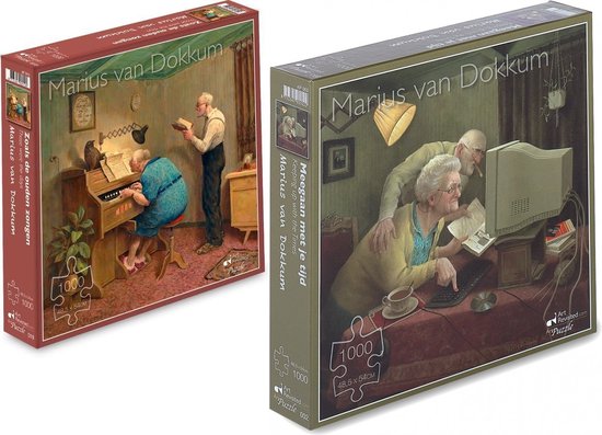 2 x Marius van Dokkum puzzel 1000 stukjes "Zoals de ouden zongen" en